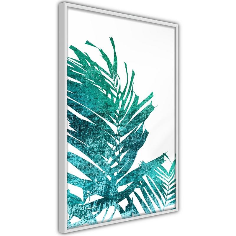 Poster - Teal Palm on White Background