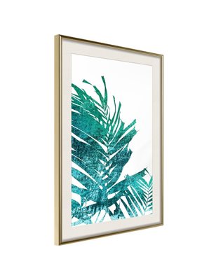 Poster - Teal Palm on White Background