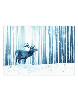 Carta da Parati Deer in the Snow Blue