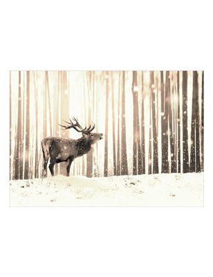 Fotomurale adesivo - Deer in the Snow (Sepia)