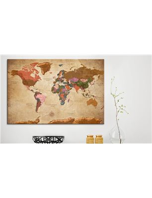 Quadri di sughero - World Map: Brown Elegance [Cork Map]