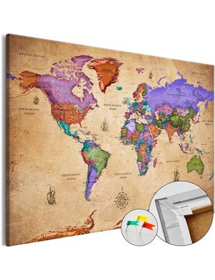 Lavagna decorativa di sughero World Map: Orbis Terrarum [Cork Map - French  Text] - Quadri di sughero