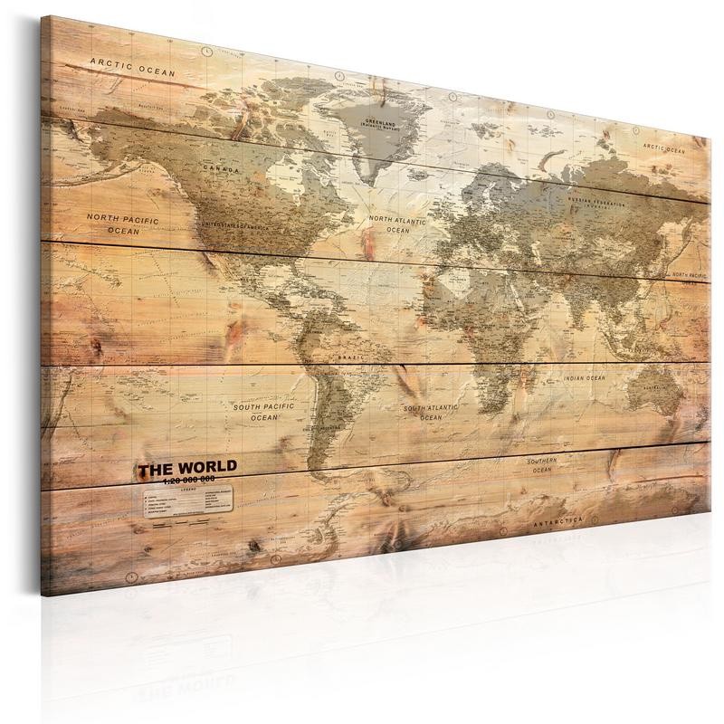 Il quadro con cornice Map Of The World Yellow