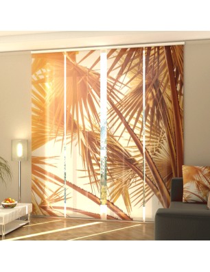 Set di 4 tende a pannello con stampa foglie di palma color rame