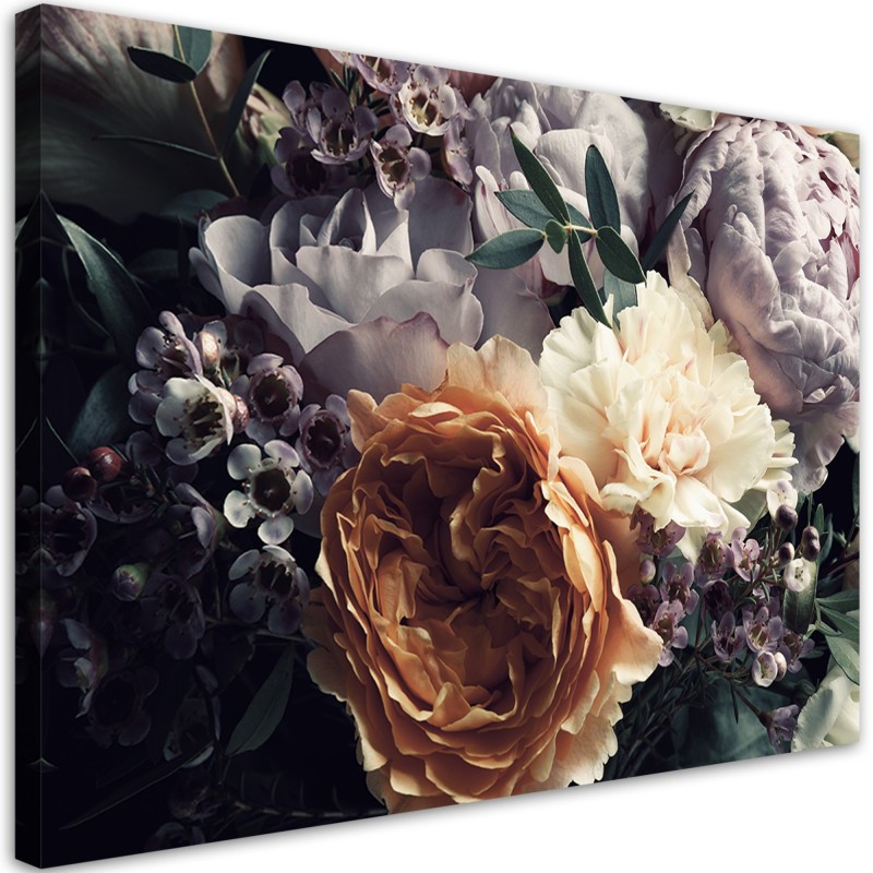 Quadro su tela, Fiori di bouquet peon pastello