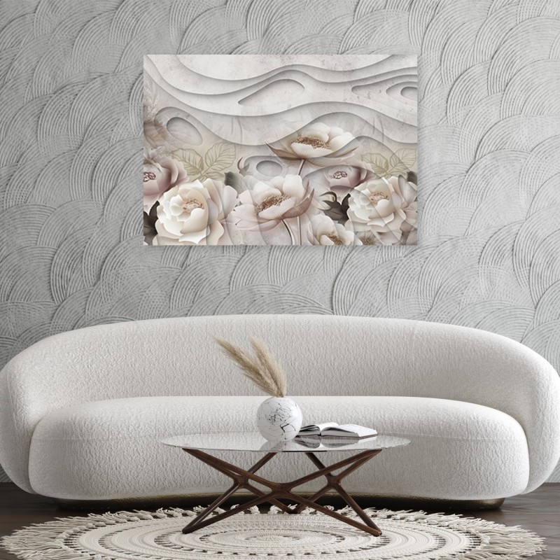 Quadro su tela, Fiori beige in fiore