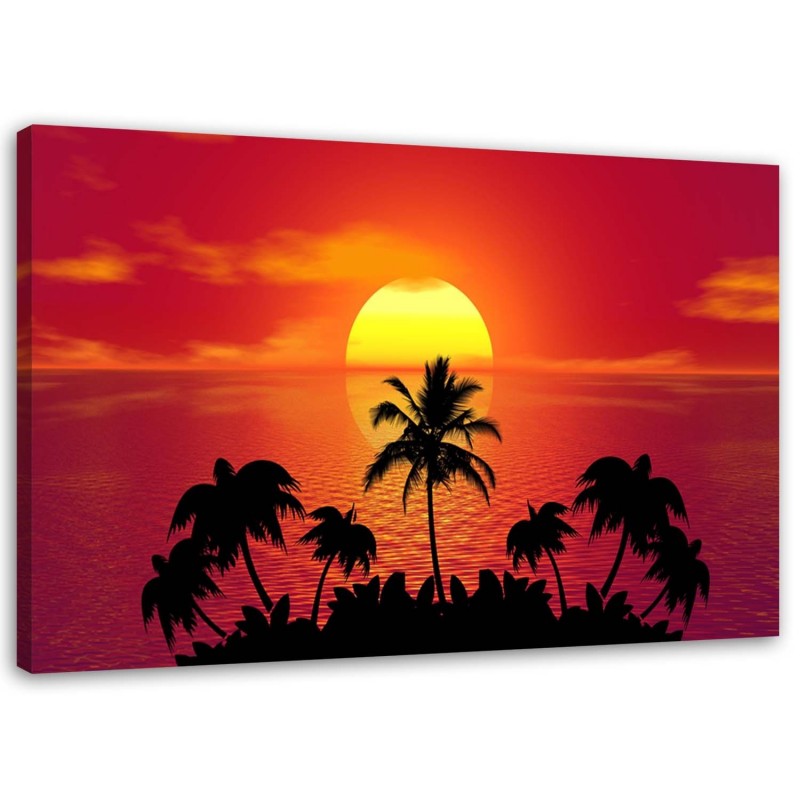 Quadro su tela, Palme tropicali al tramonto