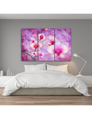 Quadro su tela 3 pannelli, Fiore di orchidea blu