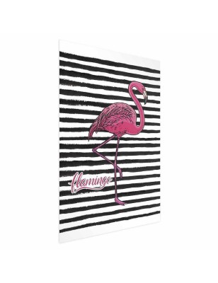 Poster - Black Stripes and Flamingo