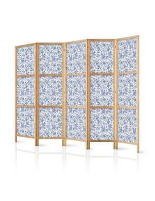 Paravento giapponese Fiori blu stile vintage 5 ante