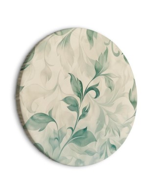 Quadro rotondo - Watercolor Botanical Motif: Delicate Green-Beige Leaves