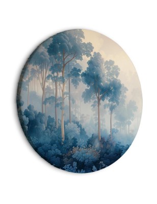 Quadro rotondo - Landscape with Trees in Illustrative Style Fairy-Tale Blue Forest