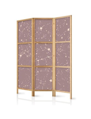 Paravento giapponese - Night Sky - Artistic Constellations and Stars in Pastel Shades