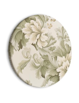 Quadro rotondo - Retro Vintage Flowers in Delicate Cream and Green Colors