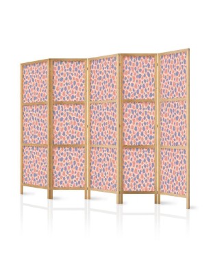 Paravento giapponese - Giraffe Pattern - Colorful Animal Pattern in Blue-Pink Spots