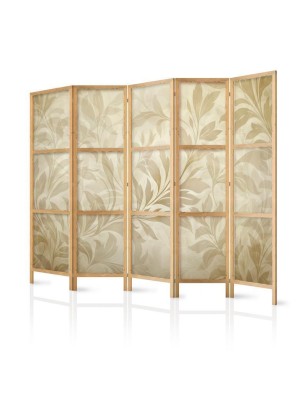 Paravento giapponese - Botanical Motif with Leaves and Vines in Sandy Colors