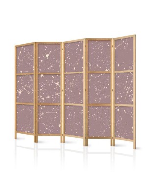 Paravento giapponese - Night Sky - Artistic Constellations and Stars in Pastel Shades