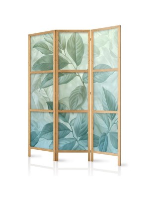 Paravento giapponese - Large Leaves in Green-Mint Shades - Botanical Motif