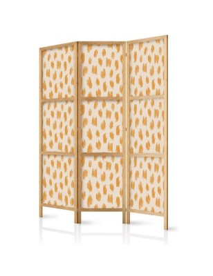 Paravento giapponese - Drawn Pattern in Dots and Spots - in Shades of Orange and Ecru