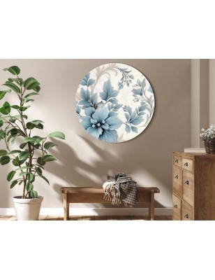 Quadro rotondo Fiori turchesi retrò