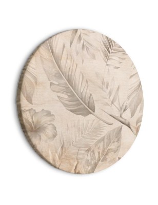 Quadro rotondo - A multitude of exotic leaves and flowers - A subtle composition of tropical plant species maintained in