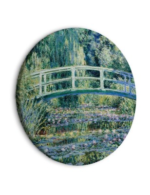 Quadro rotondo - Bridge at Giverny Claude Monet - Spring Landscape of a Forest With a River