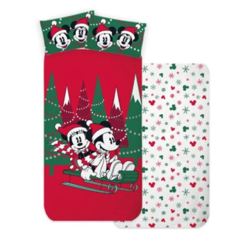 Lenzuola Minnie e Topolino Natale Disney Slitta